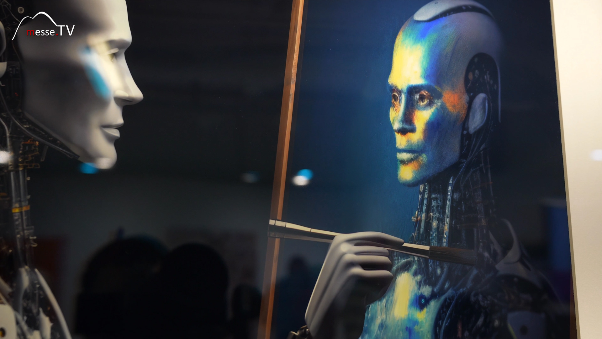 Selbstportrait eines Roboter KI Kunst Dreisoerner