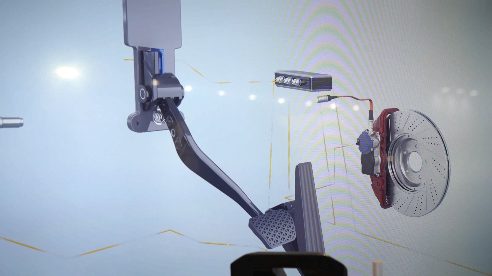 Sensorik greift am Bremspedal an um Pedalposition zu bestimmen