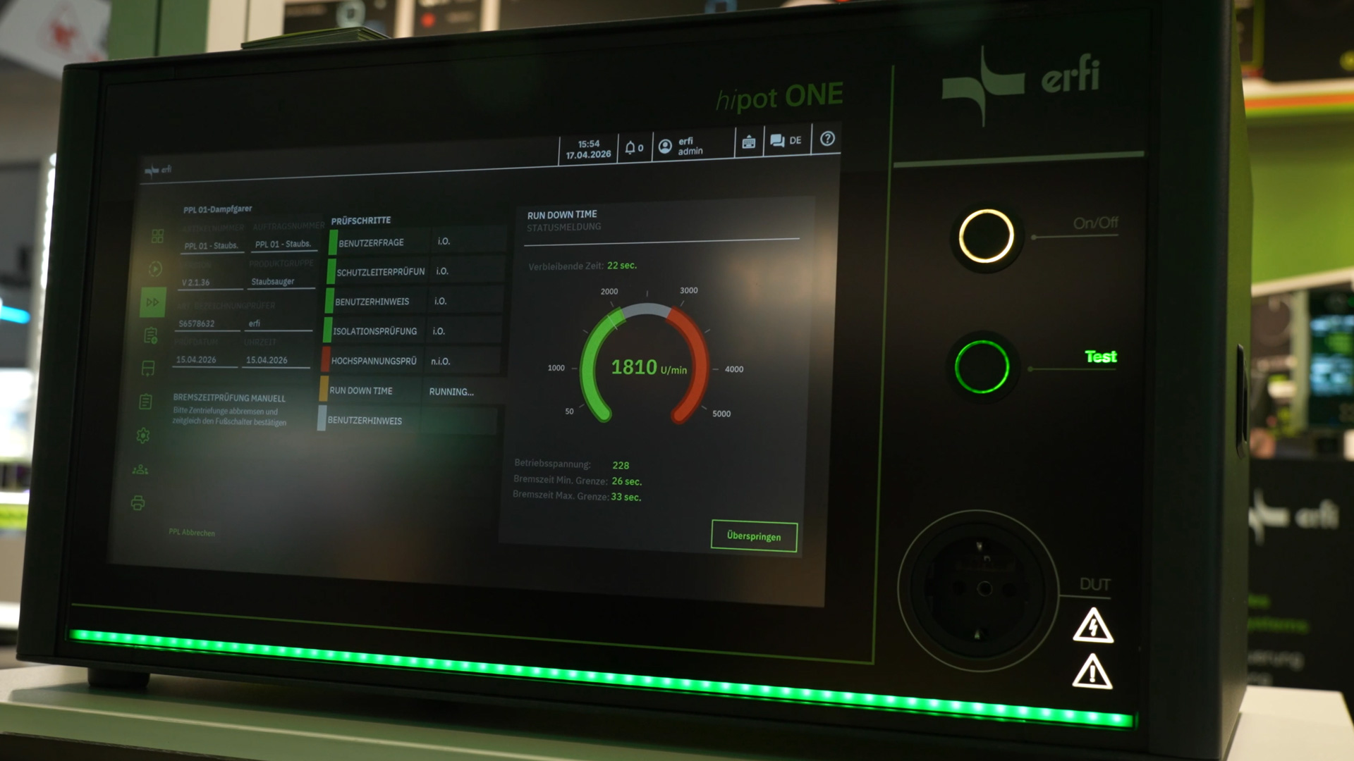 erfi hipot ONE als Multifunktionsprüfgerät für elektrische Sicherheit