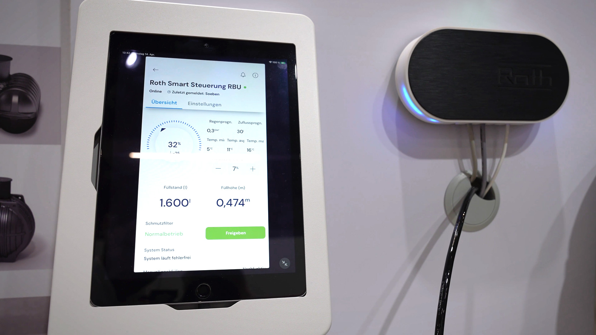 App Steuerung und Anzeige Zisternenfuellstand auf Handy und Computer