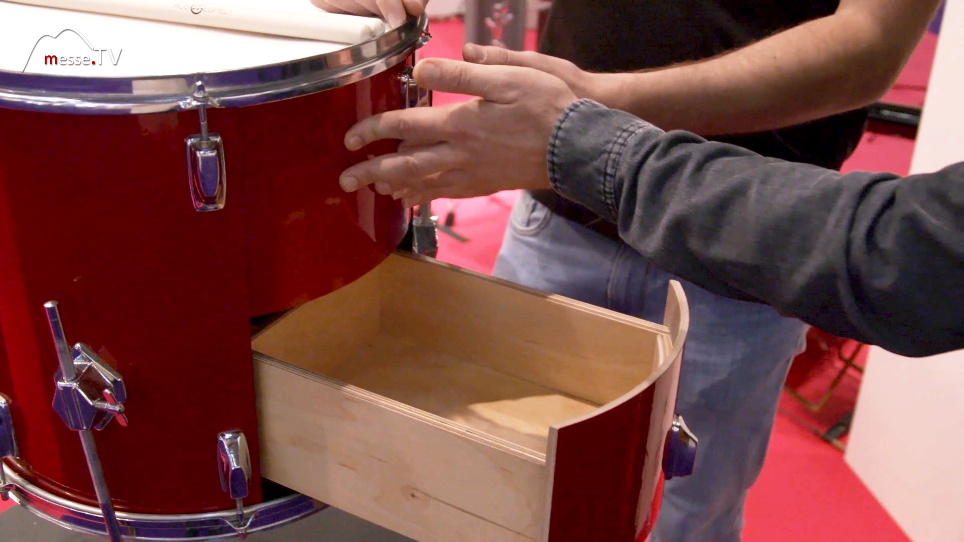 Chest of drawers with drawer made from old drum kit Out of use