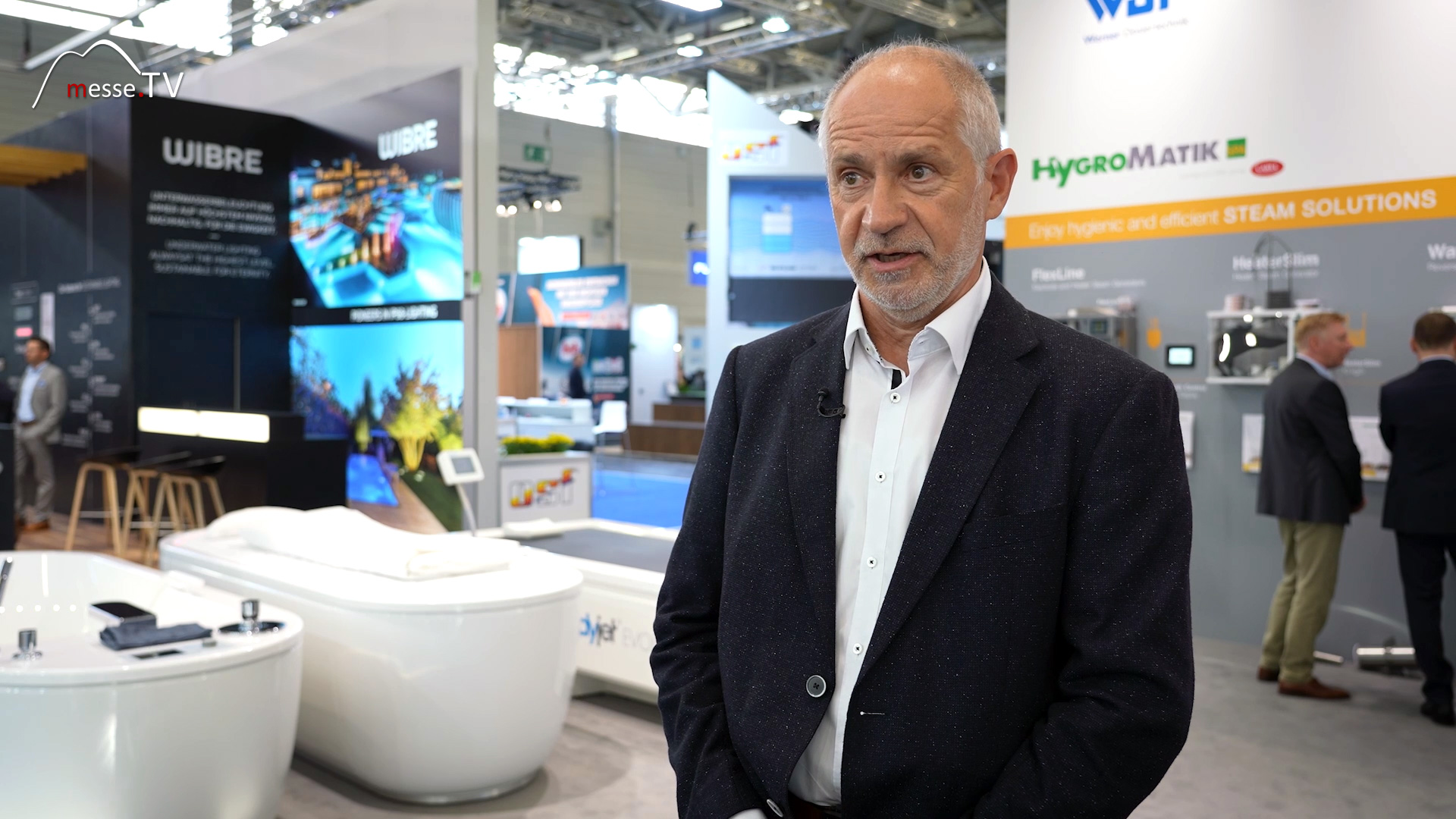 MesseTV Interview Uwe Becker Unbescheiden Hydrotherapie devices aquanale 2023 Koelnmesse