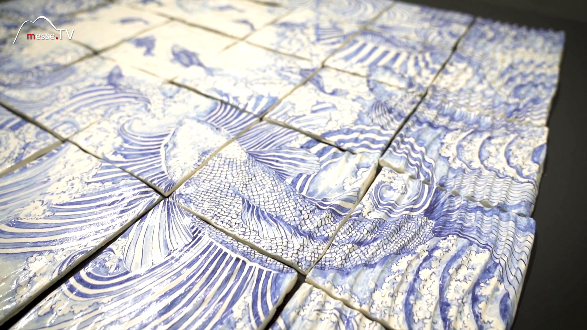 Mona Ardeleanu painted floor tiles water and waves