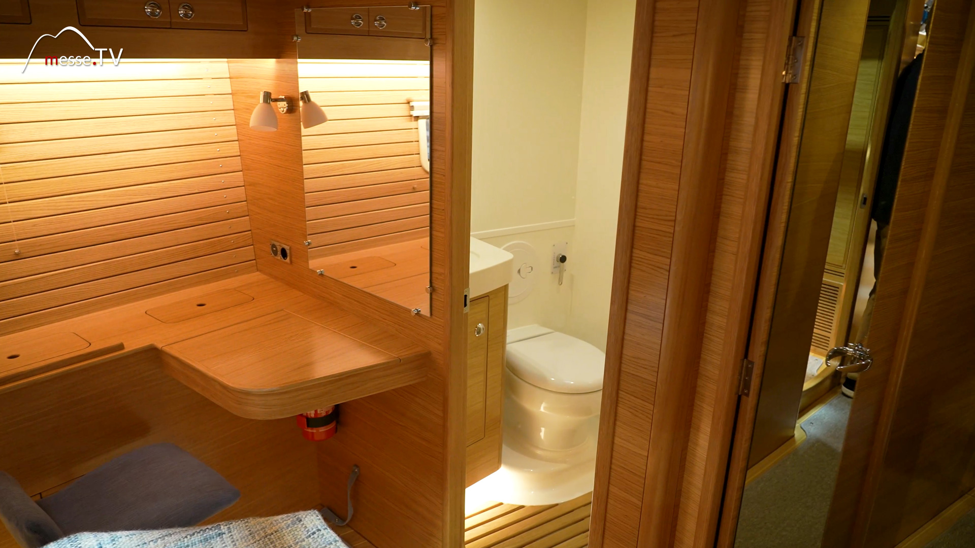 Hallberg Rassy sailing yacht sleeping cabin bathroom