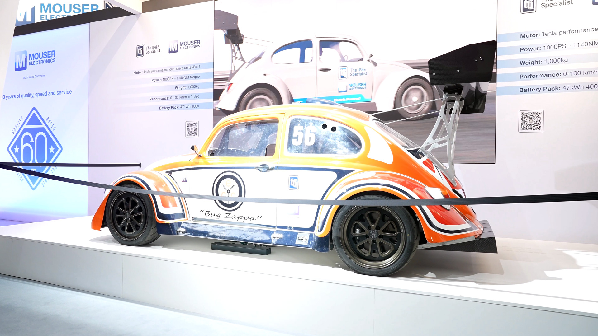 vw beetle with tesla electric motor tti mouser electronics electronica 2024