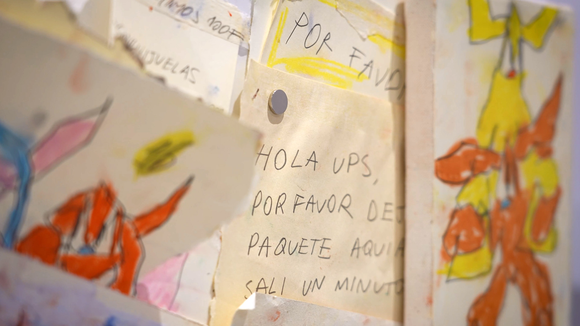 Drawings shopping list on refrigerator open contemporary art