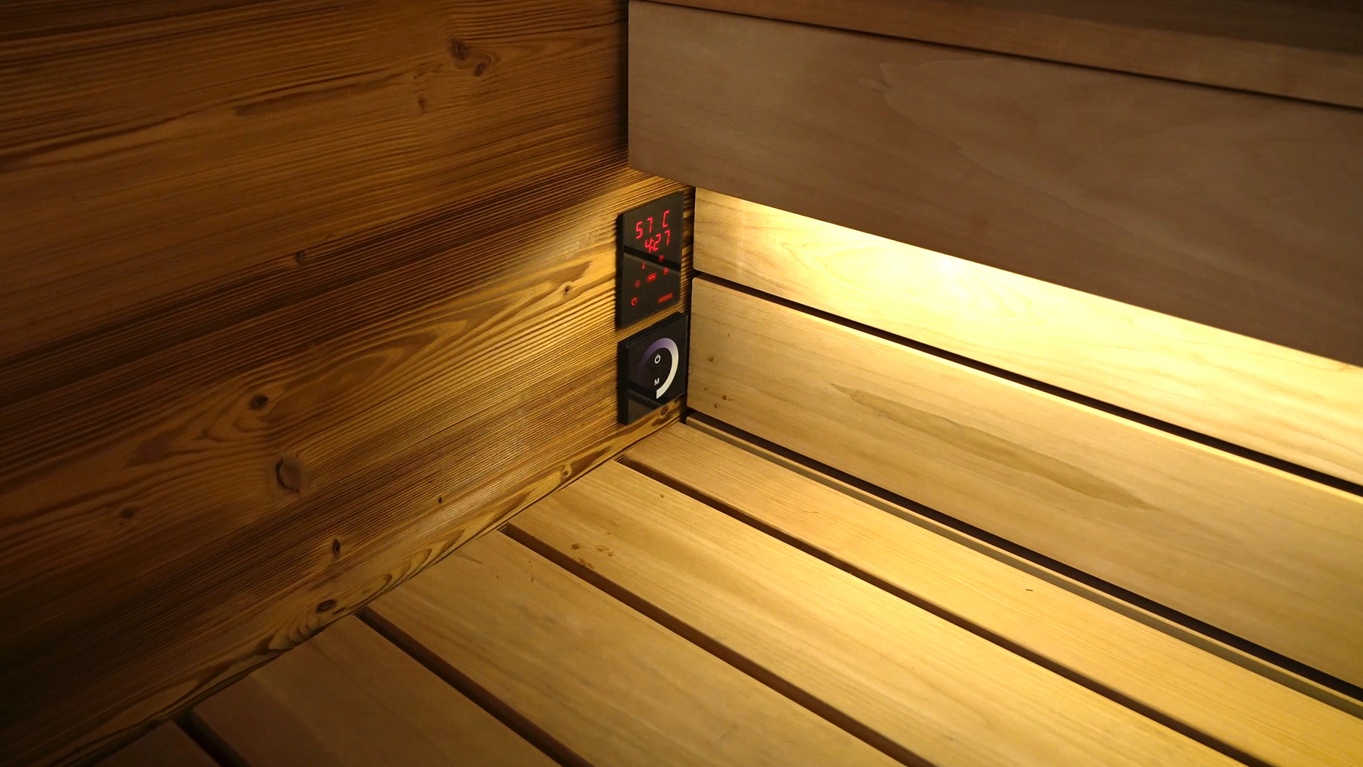 digital display in the interior area of the roro sauna