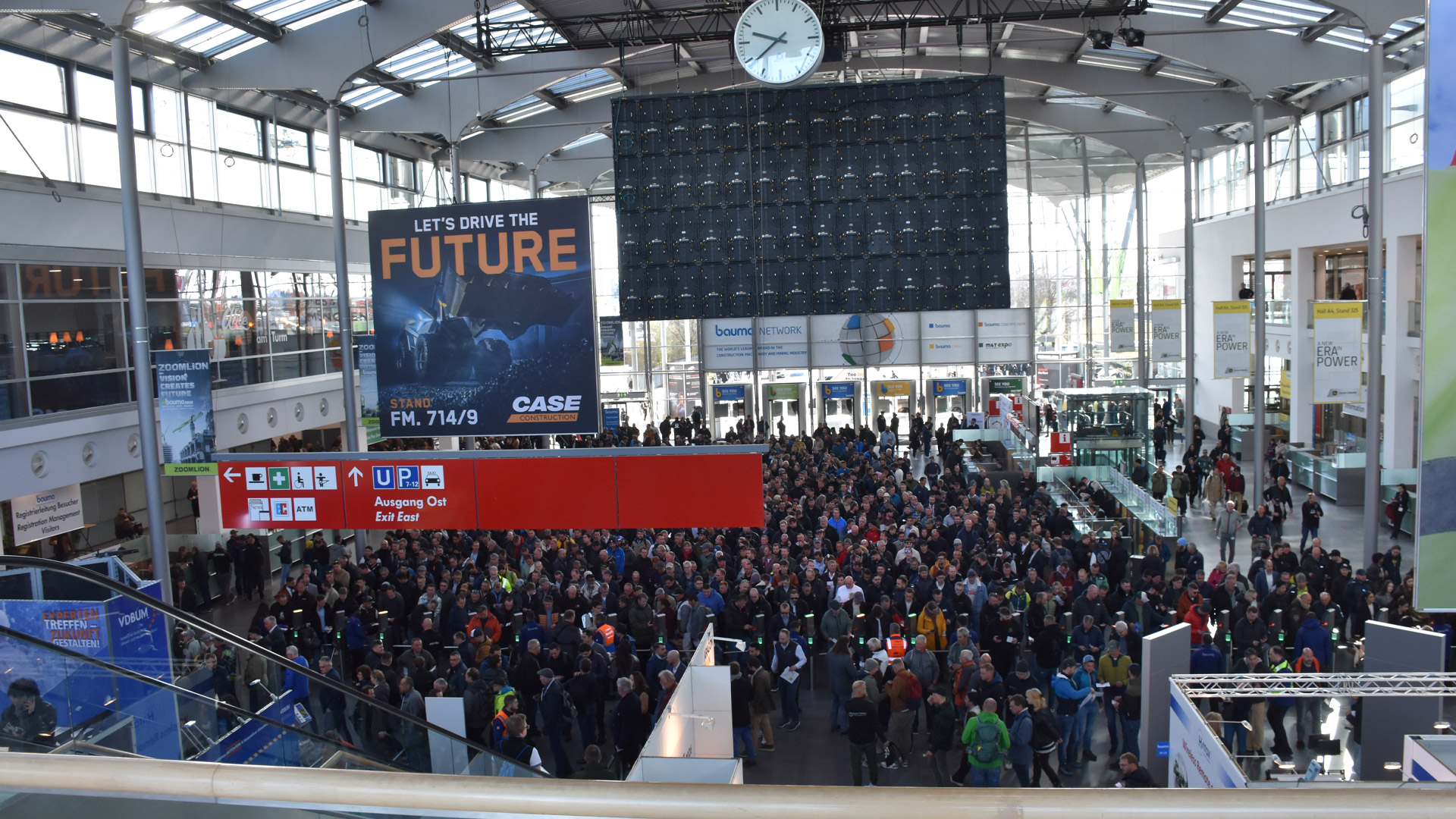 start of bauma 2025 stream of visitors to munich exhibition center east entrance