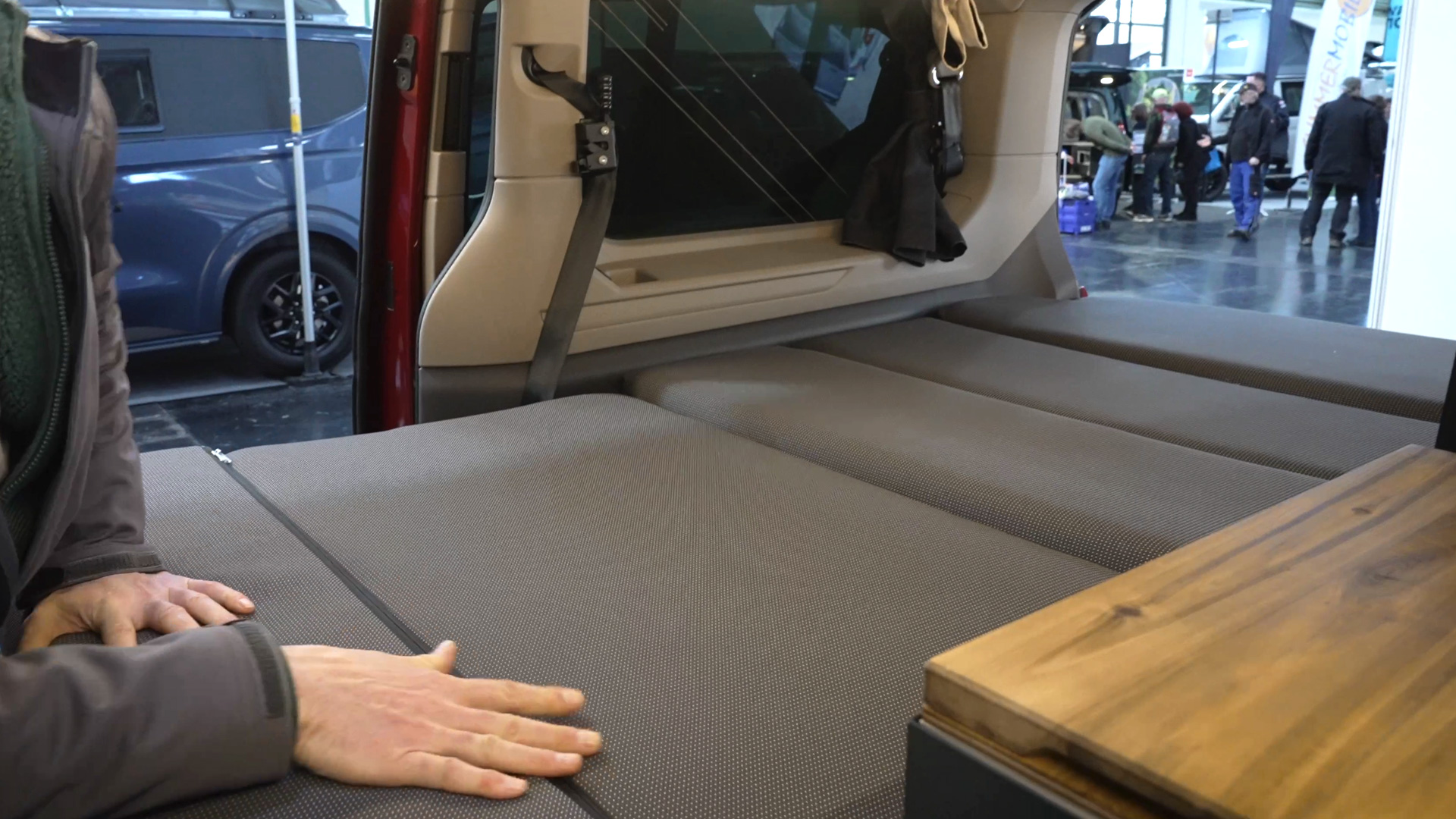 vw multivan seat bench with a handle to convert it into a bed