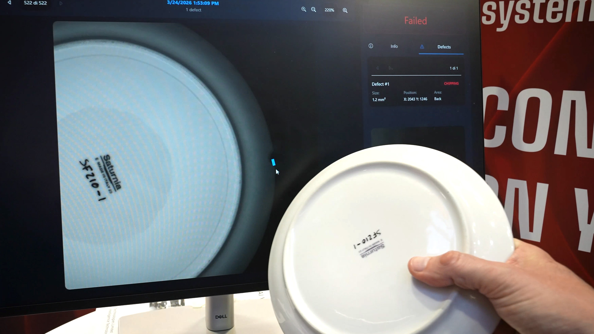 Quality control for plates in ceramics production