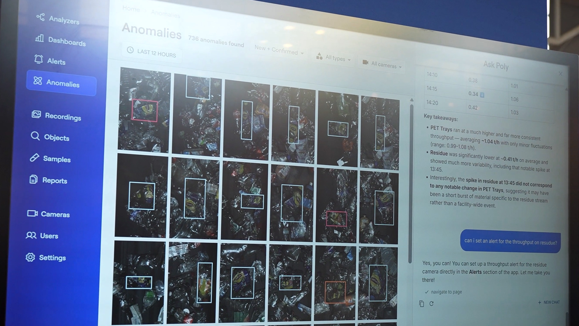 Ask Poly simplified data analysis for recycling plant operators