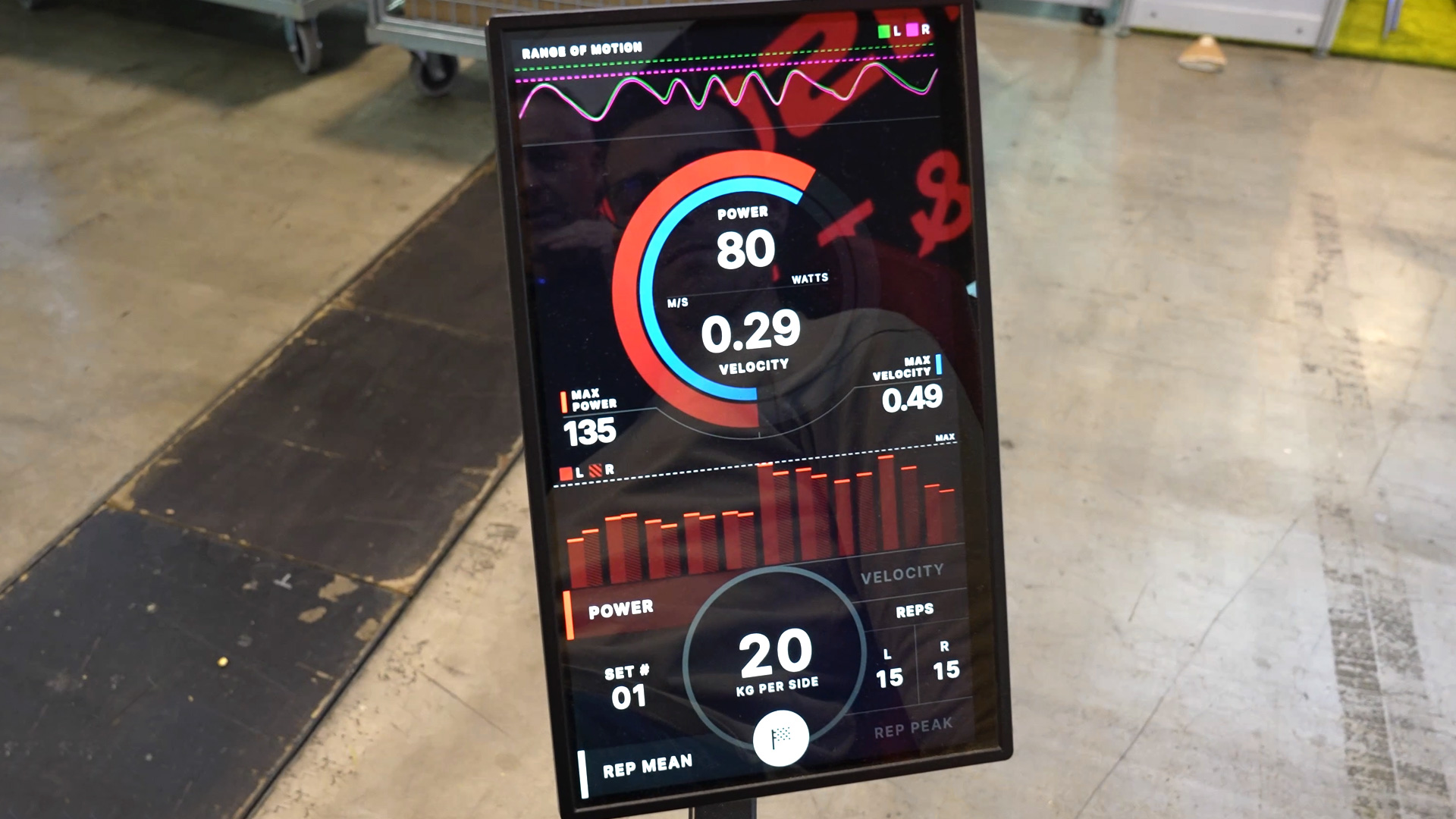 Leg press with diagnostics measurable data during every movement