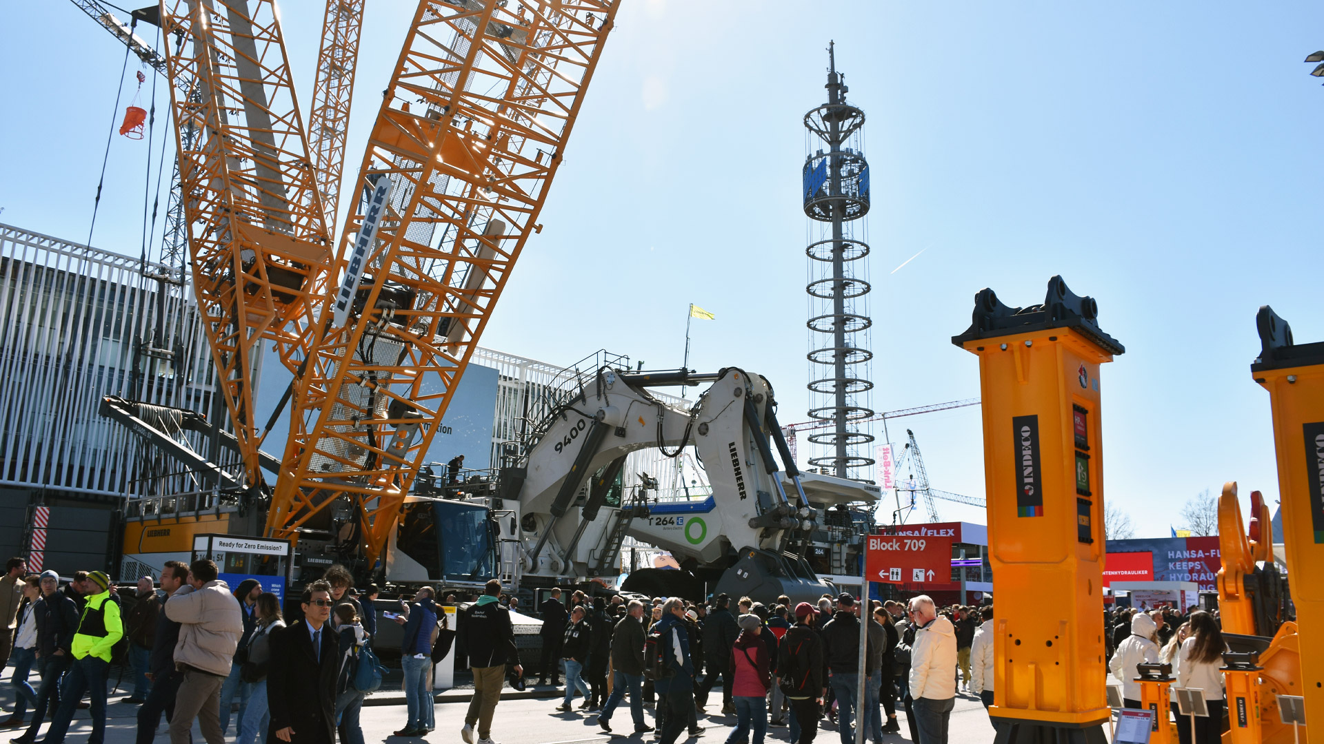 exhibitors and visitors to the bauma 2025 open air area messe munich